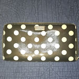 Kate Spade Black and Cream Polka Dot Wallet Clean Like New